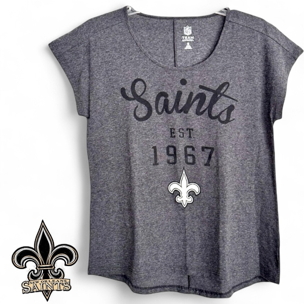NFL Team Apparel Women's Size Small New Orleans Saints Gray Short Sleeve Tee NEW